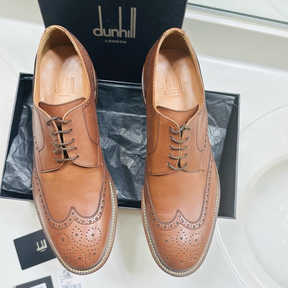 😀SOLD😀 Dunhill Men’s Formal Brown Wing Tip Shoes Sz. 8.5 - Picture 7 of 14